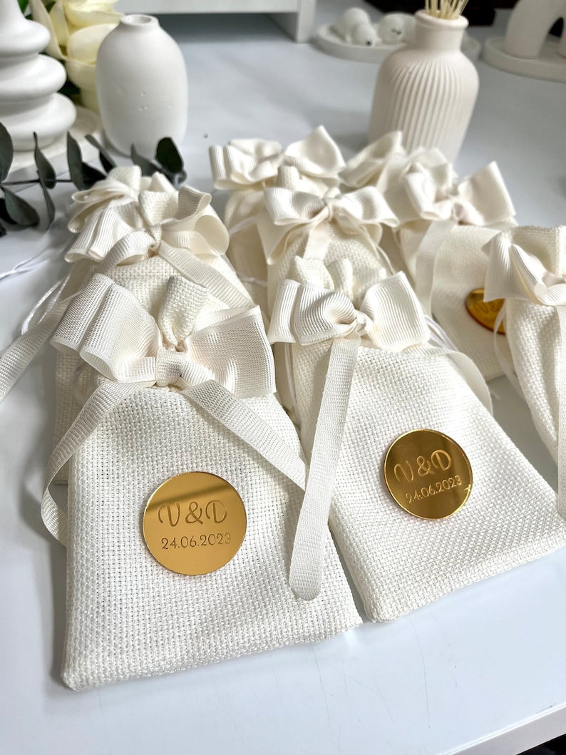 Personalized White Wedding Gift Bags
