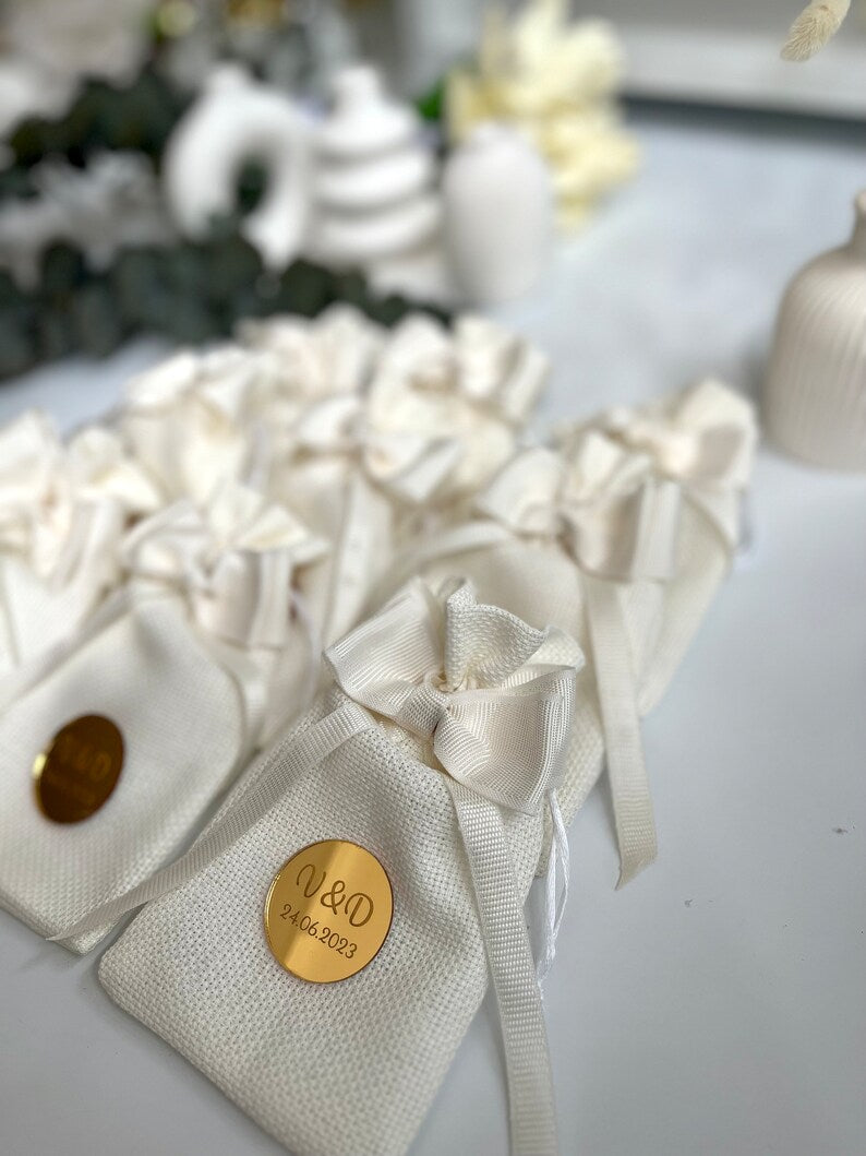 Personalized White Wedding Gift Bags
