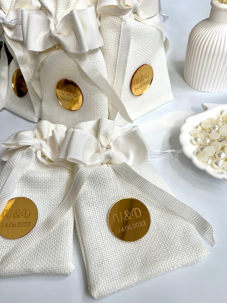 Personalized White Wedding Gift Bags