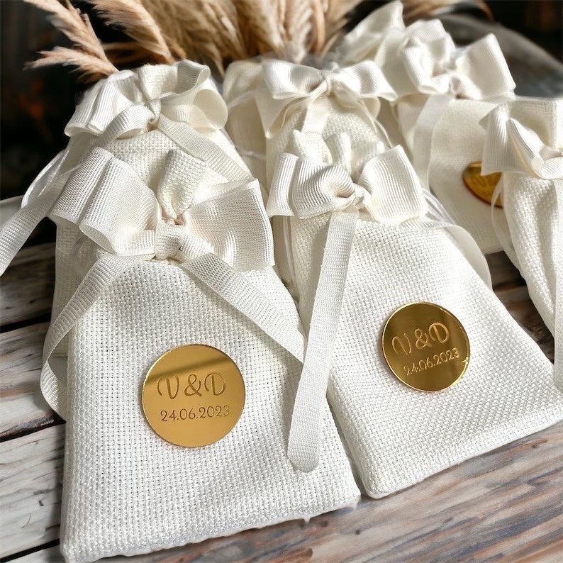 Personalized White Wedding Gift Bags