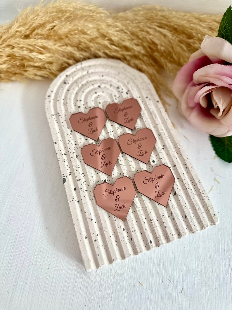 Custom Hexagon Heart Acrylic Tags
