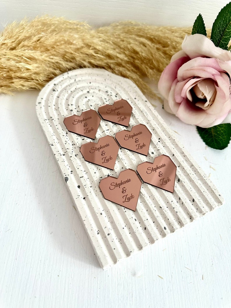 Custom Hexagon Heart Acrylic Tags