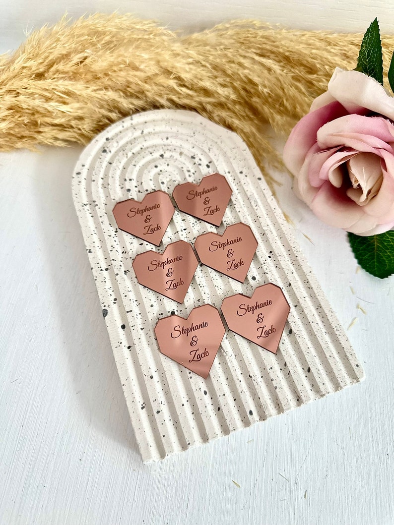 Custom Hexagon Heart Acrylic Tags