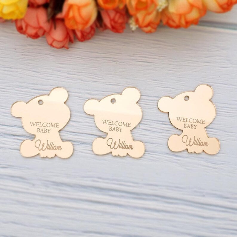 Teddy Bear Acrylic Mirror Tag
