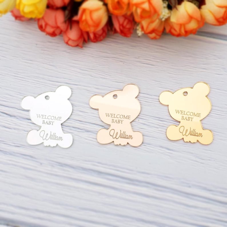 Teddy Bear Acrylic Mirror Tag