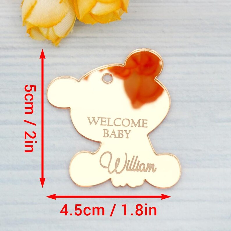 Teddy Bear Acrylic Mirror Tag