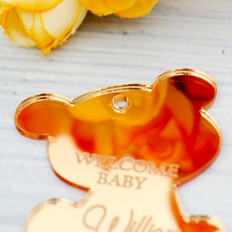 Teddy Bear Acrylic Mirror Tag