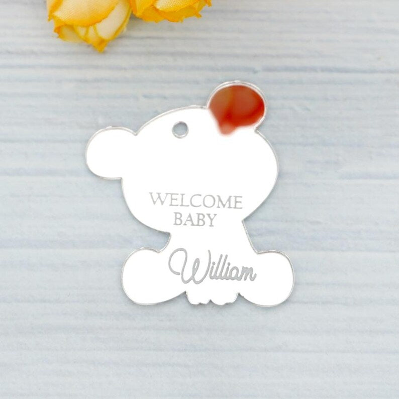 Teddy Bear Acrylic Mirror Tag