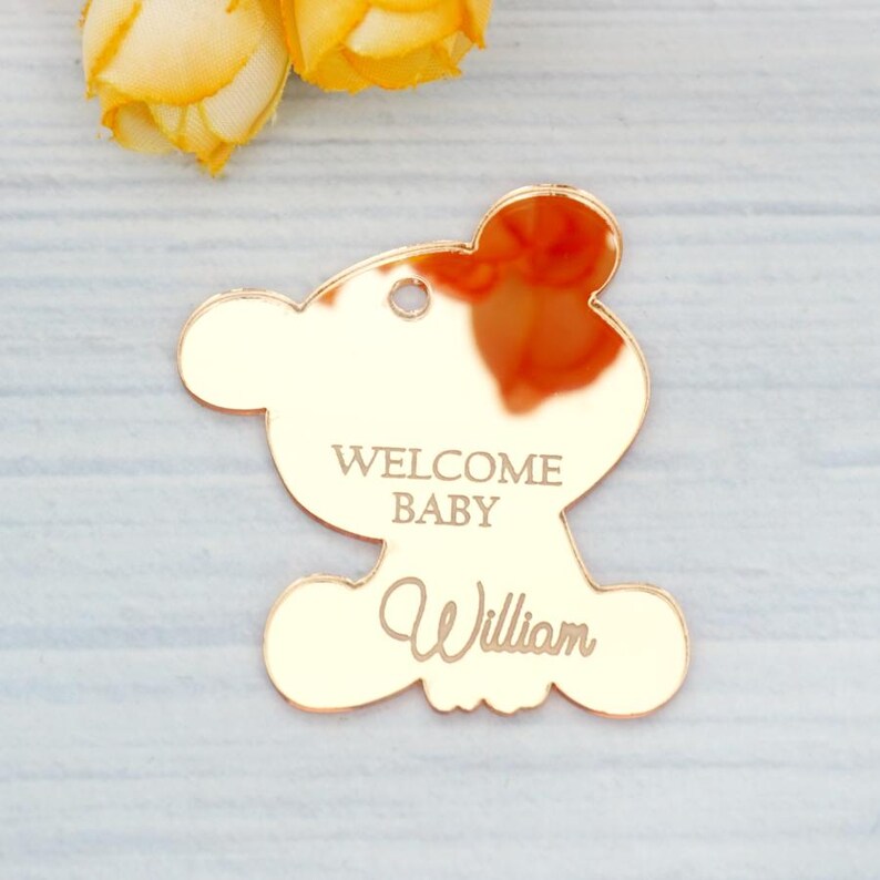 Teddy Bear Acrylic Mirror Tag