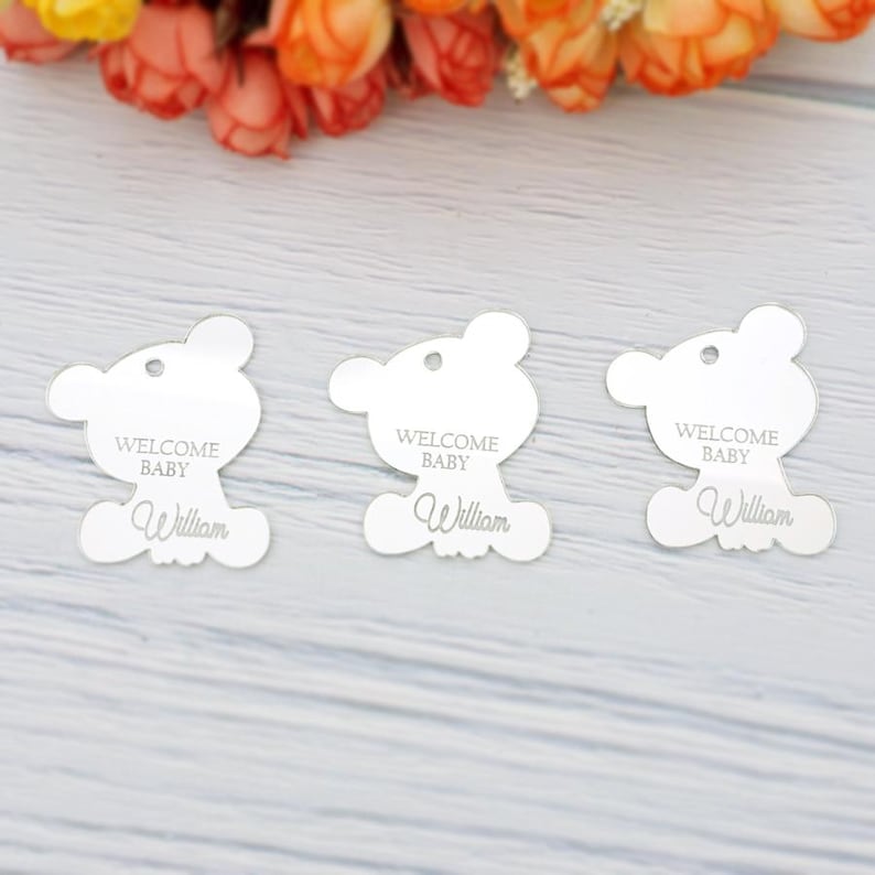 Teddy Bear Acrylic Mirror Tag