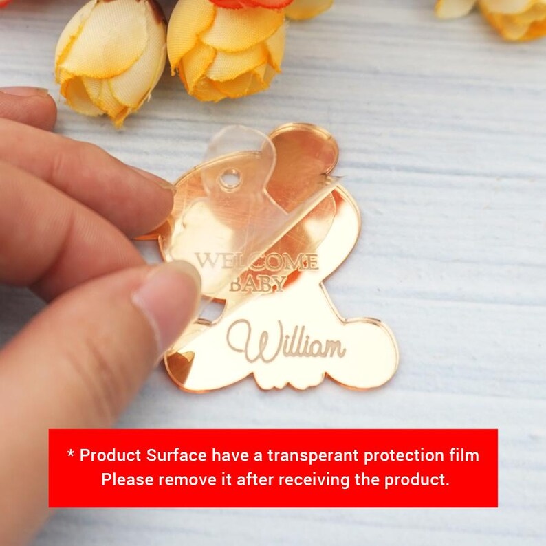 Teddy Bear Acrylic Mirror Tag