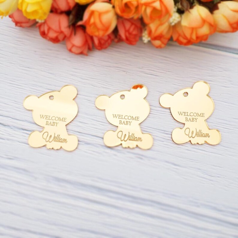 Teddy Bear Acrylic Mirror Tag