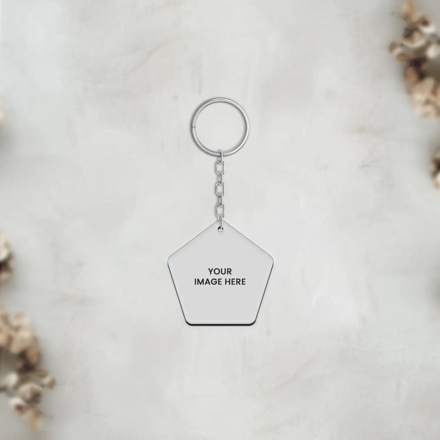 Acrylic Personalized Photo Pentagon Round Edges Shape Keychain (Front & Back)