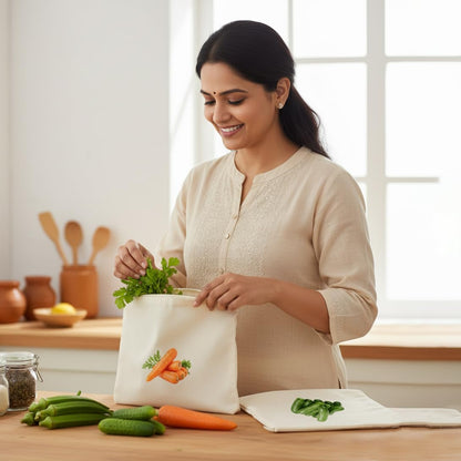 100% Cotton Reusable Vegetable Bags