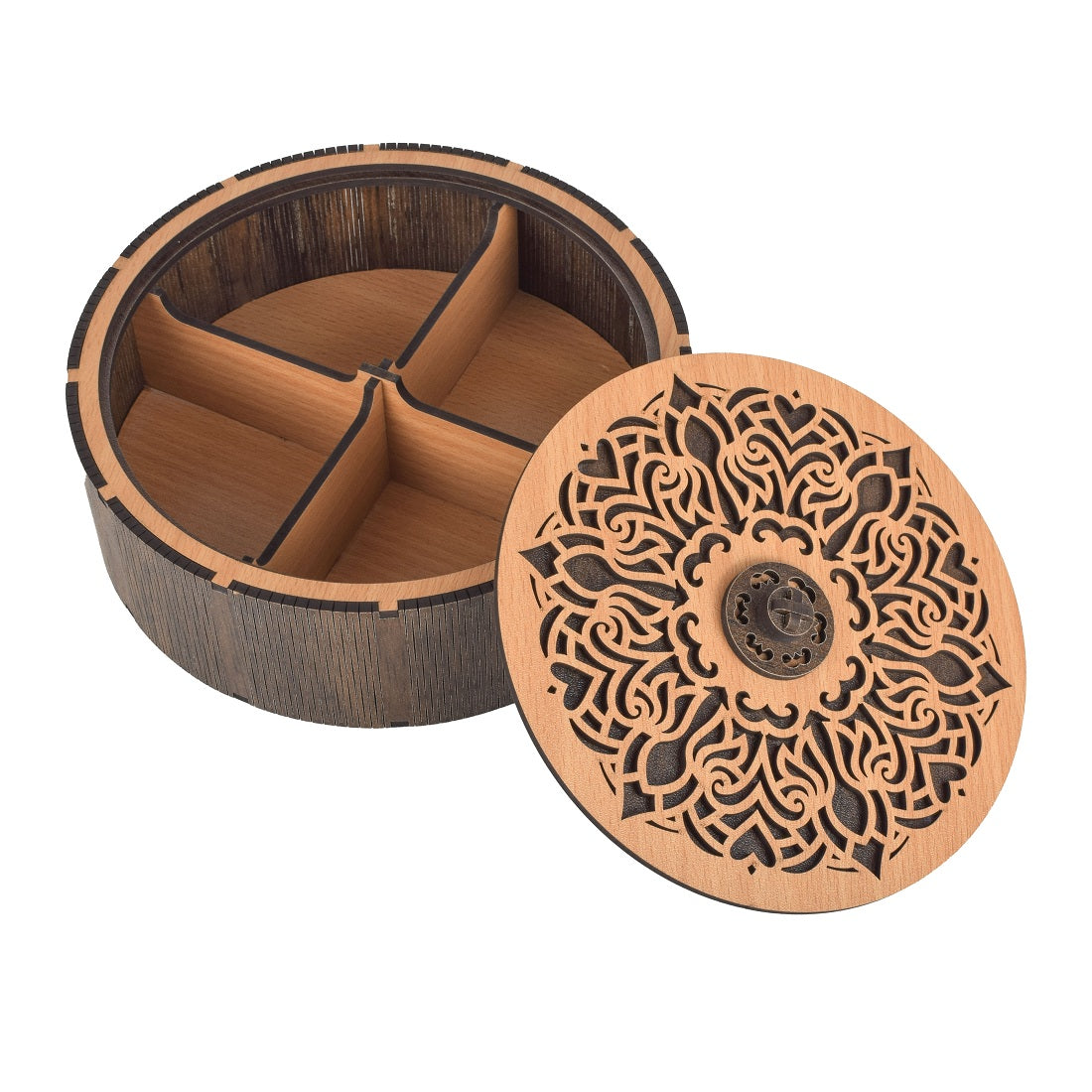 Handmade Wooden Dry Fruit Box – Round