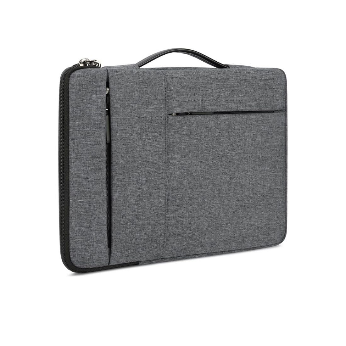 Grey Laptop Briefcase Sleeve with Top Handle & Front Zipper Pocket
