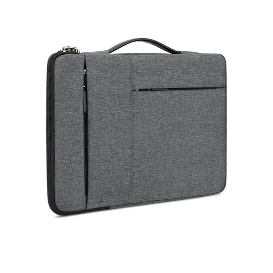 Grey Laptop Briefcase Sleeve with Top Handle & Front Zipper Pocket