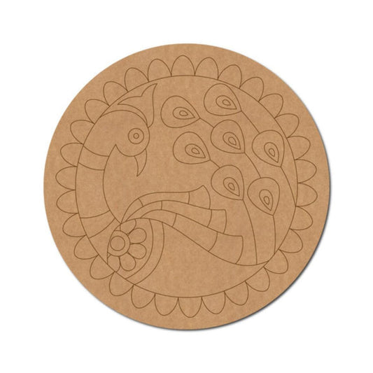 24.Madhubani-Peacock-Pre-Marked-Round-MDF-Design