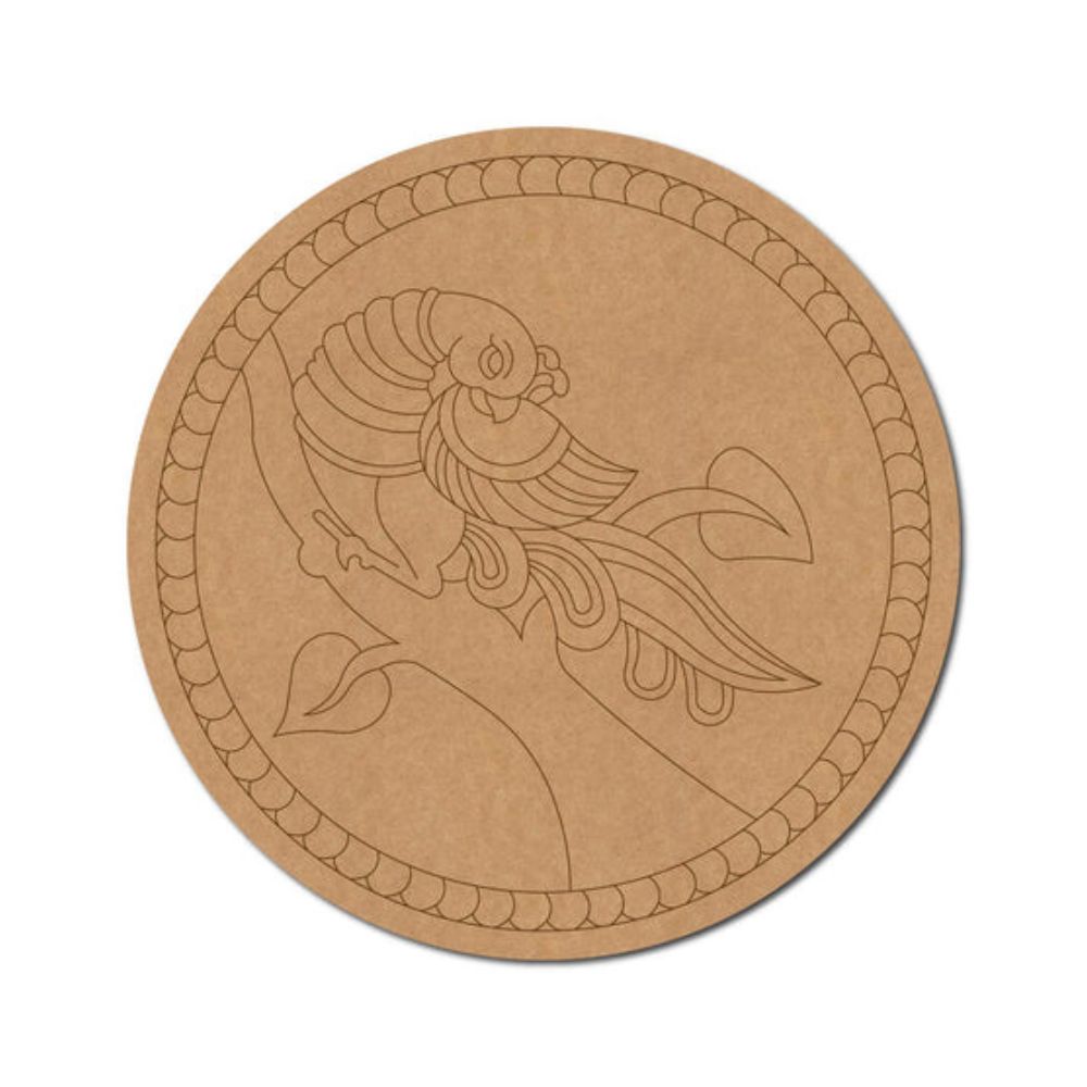 23.Madhubani-Peacock-Pre-Marked-Round-MDF-Design