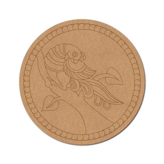 23.Madhubani-Peacock-Pre-Marked-Round-MDF-Design