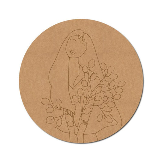 51.Girl-With-Leaves-Pre-Marked-Round-MDF-Design