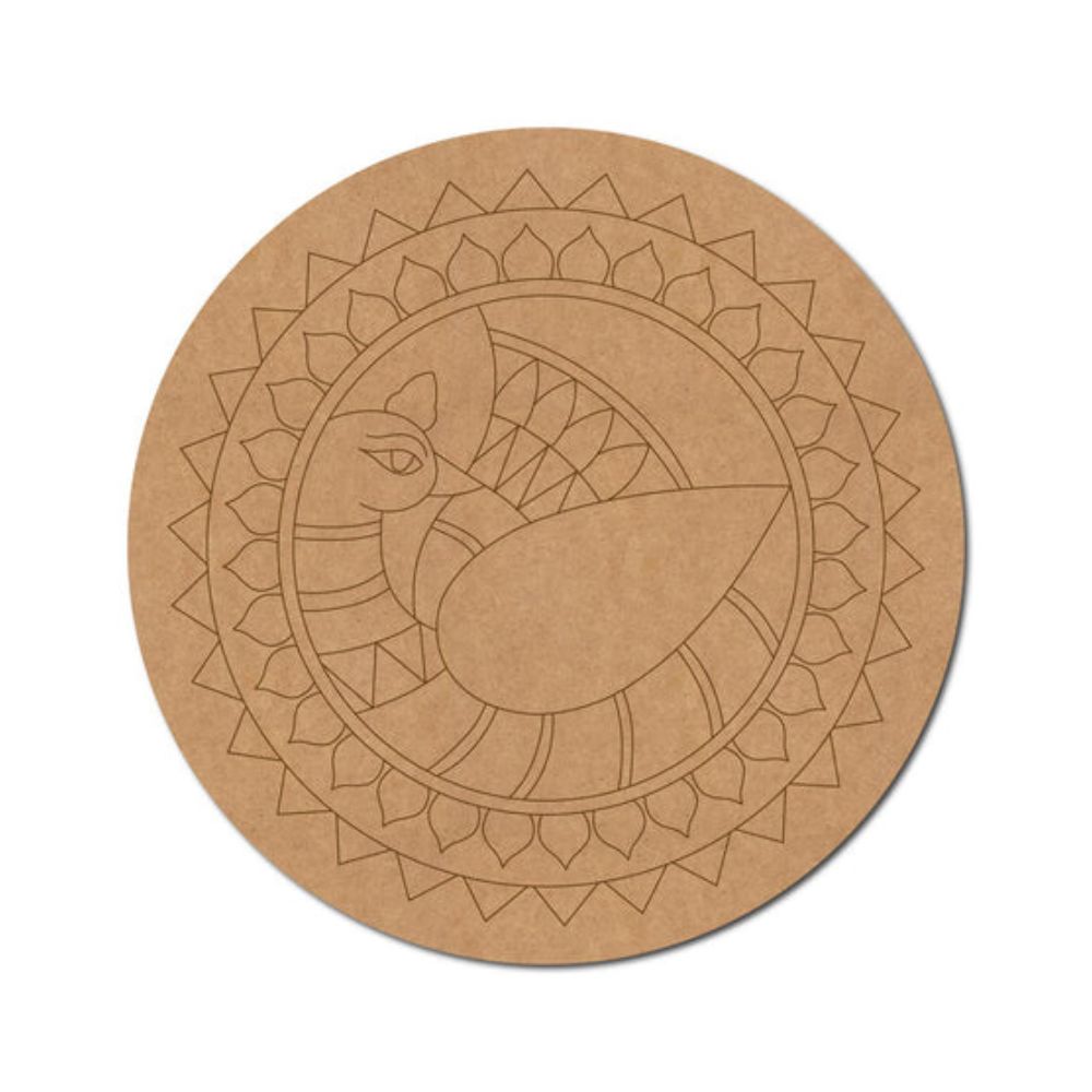 22.Madhubani-Peacock-Pre-Marked-Round-MDF-Design