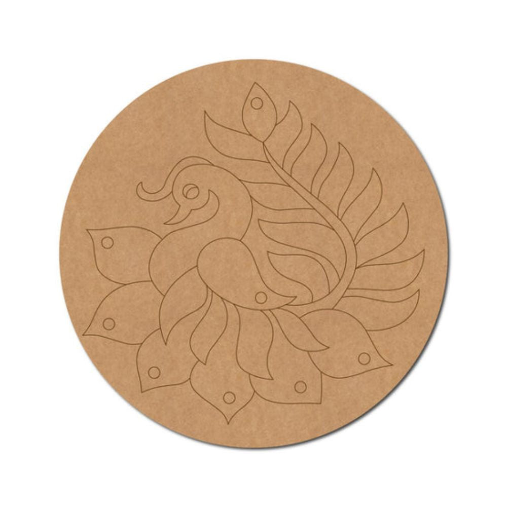 25.Madhubani-Peacock-Pre-Marked-Round-MDF-Design