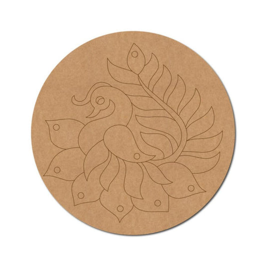 25.Madhubani-Peacock-Pre-Marked-Round-MDF-Design
