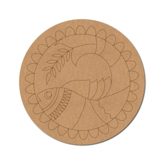 32.Madhubani-Fish-Pre-Marked-Round-MDF-Design