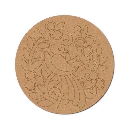 26.Madhubani-Peacock-Pre-Marked-Round-MDF-Design