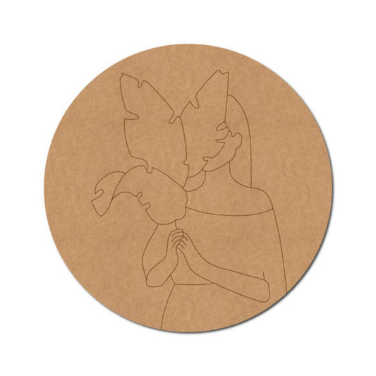 54.Girl-With-Leaves-Pre-Marked-Round-MDF-Design