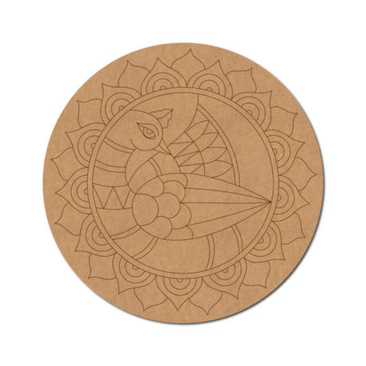 28.Madhubani-Peacock-Pre-Marked-Round-MDF-Design
