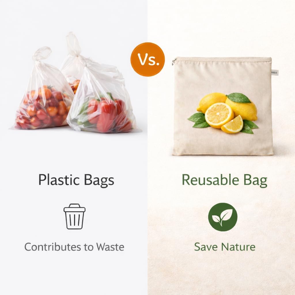 100% Cotton Reusable Vegetable Bags