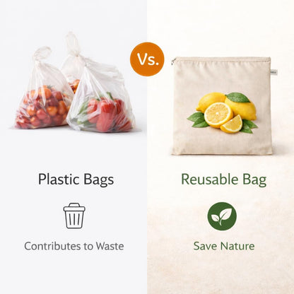 100% Cotton Reusable Vegetable Bags