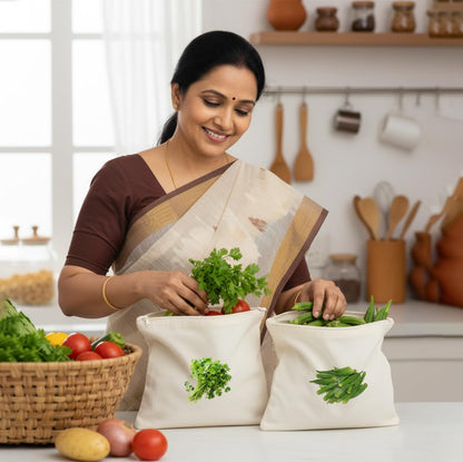 100% Cotton Reusable Vegetable Bags