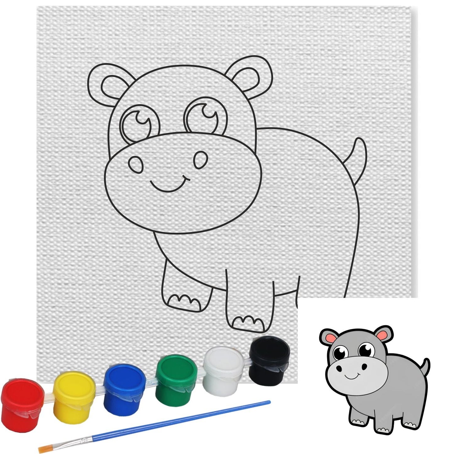 Cute Hippo Canvas Kit