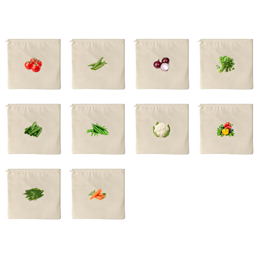 100% Cotton Reusable Vegetable Bags