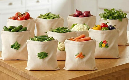 100% Cotton Reusable Vegetable Bags