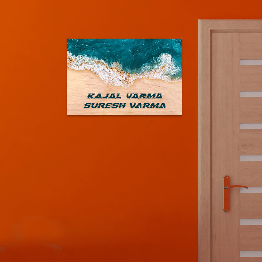 Waves Surf Blue Ocean Home Name Plate