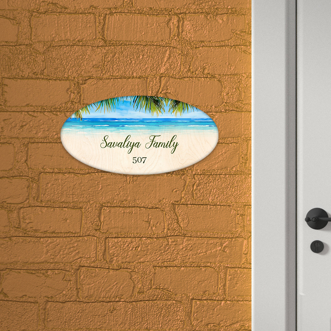 Beach Palms Sea Home Name Plate