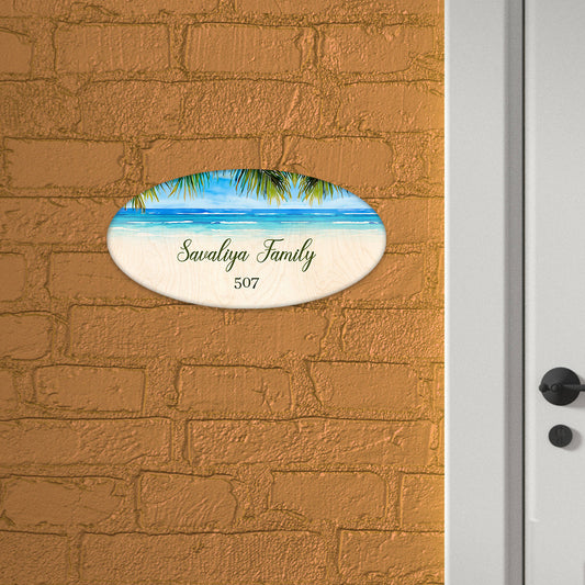 Beach Palms Sea Home Name Plate