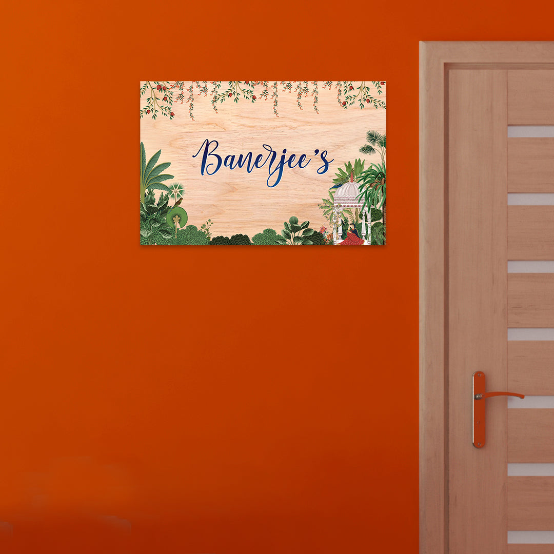 Floral Traditional Home Name Plate