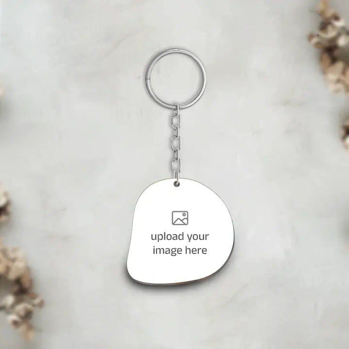 Acrylic Personalized Photo Abstract Oval Shape Keychain (Front & Back)