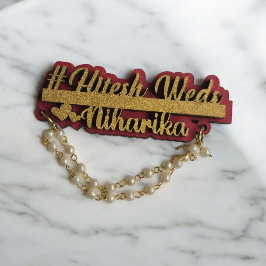 Customized Brooches HashTag Bride & Groom Team