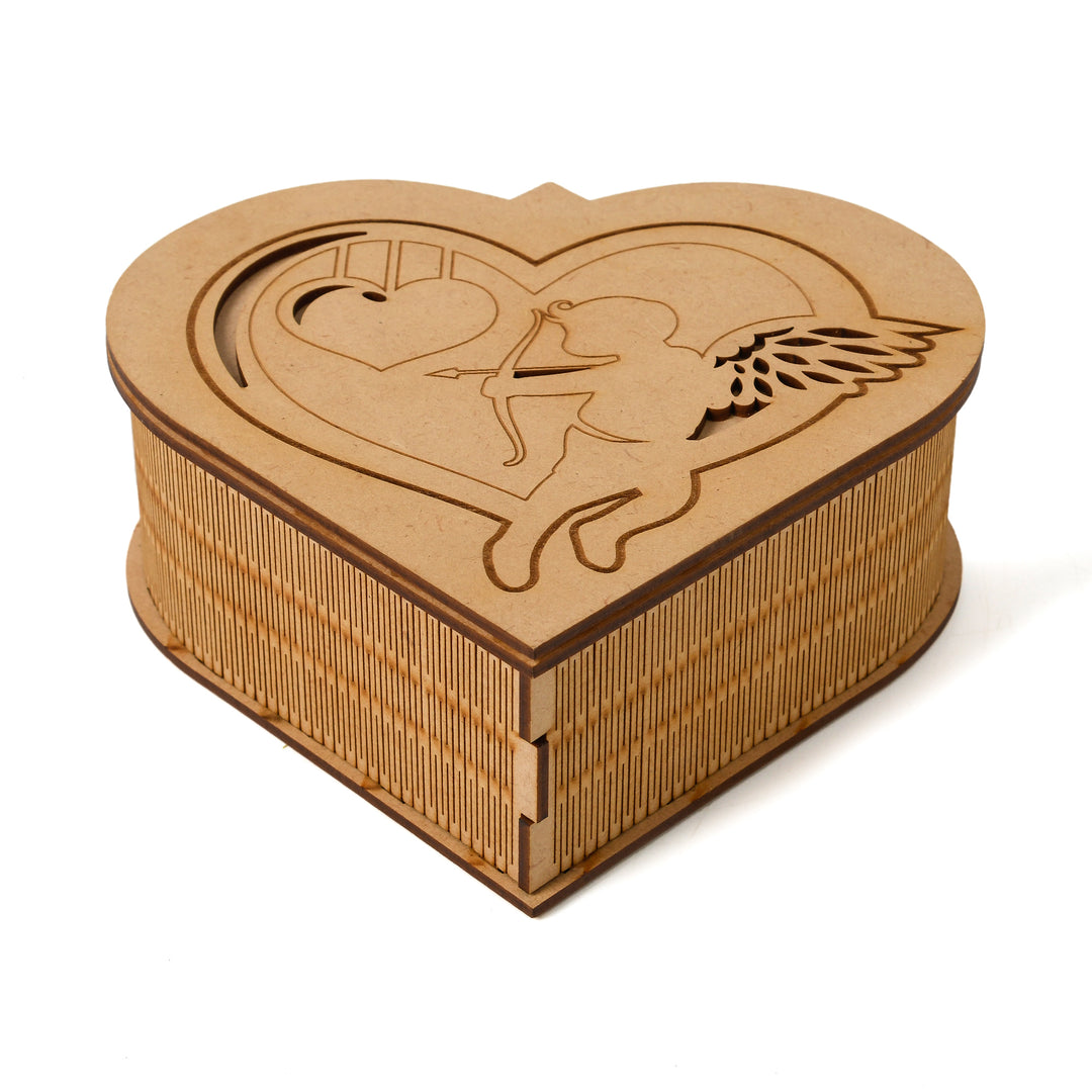 Wooden Box with Heart Engraving