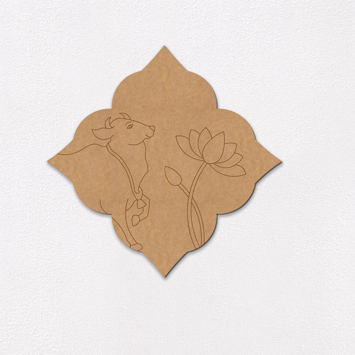 Pichwai Cow And Lotus Pre Marked Base MDF Design 1