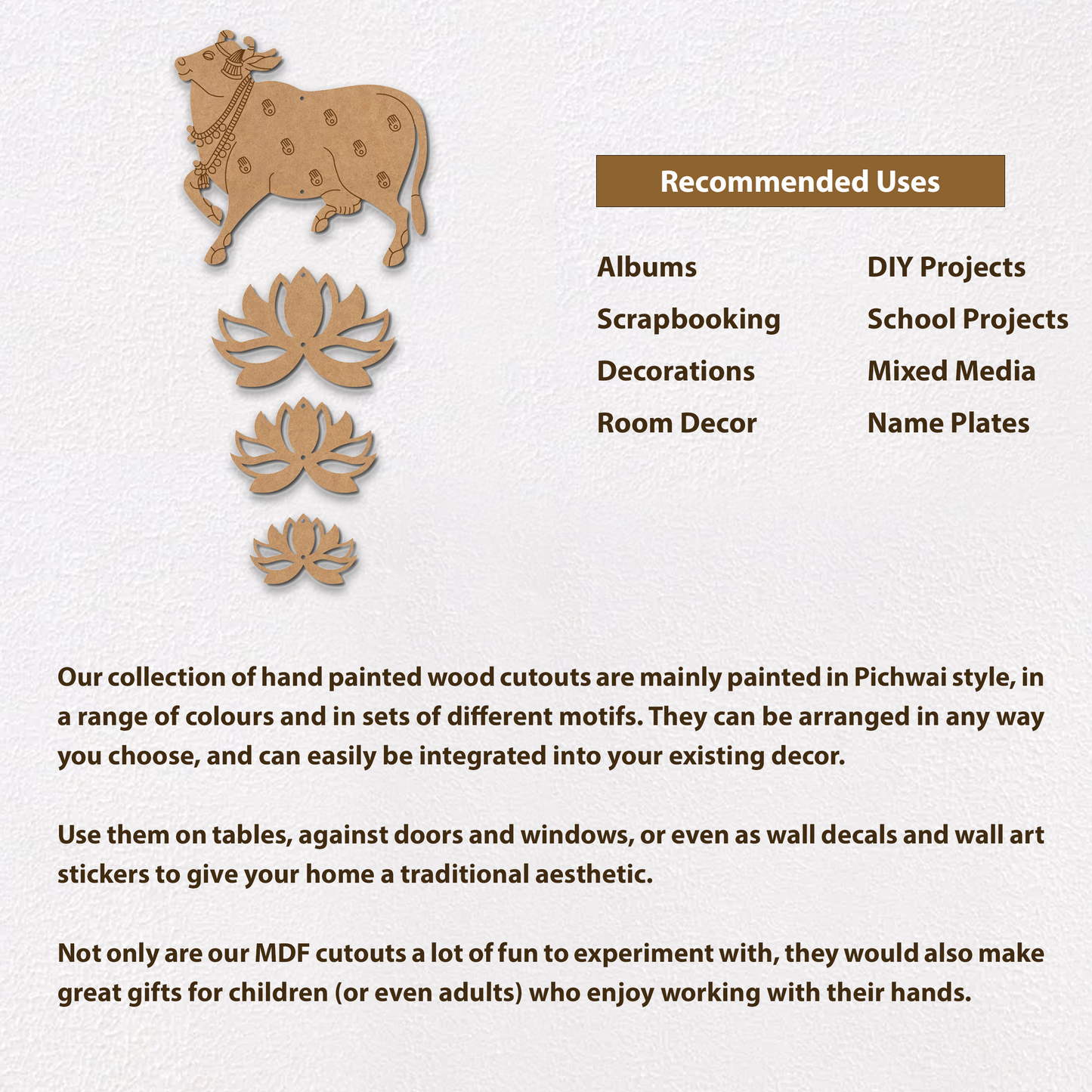 03 Pichwai Cow And Lotus Pre Marked MDF Design 16