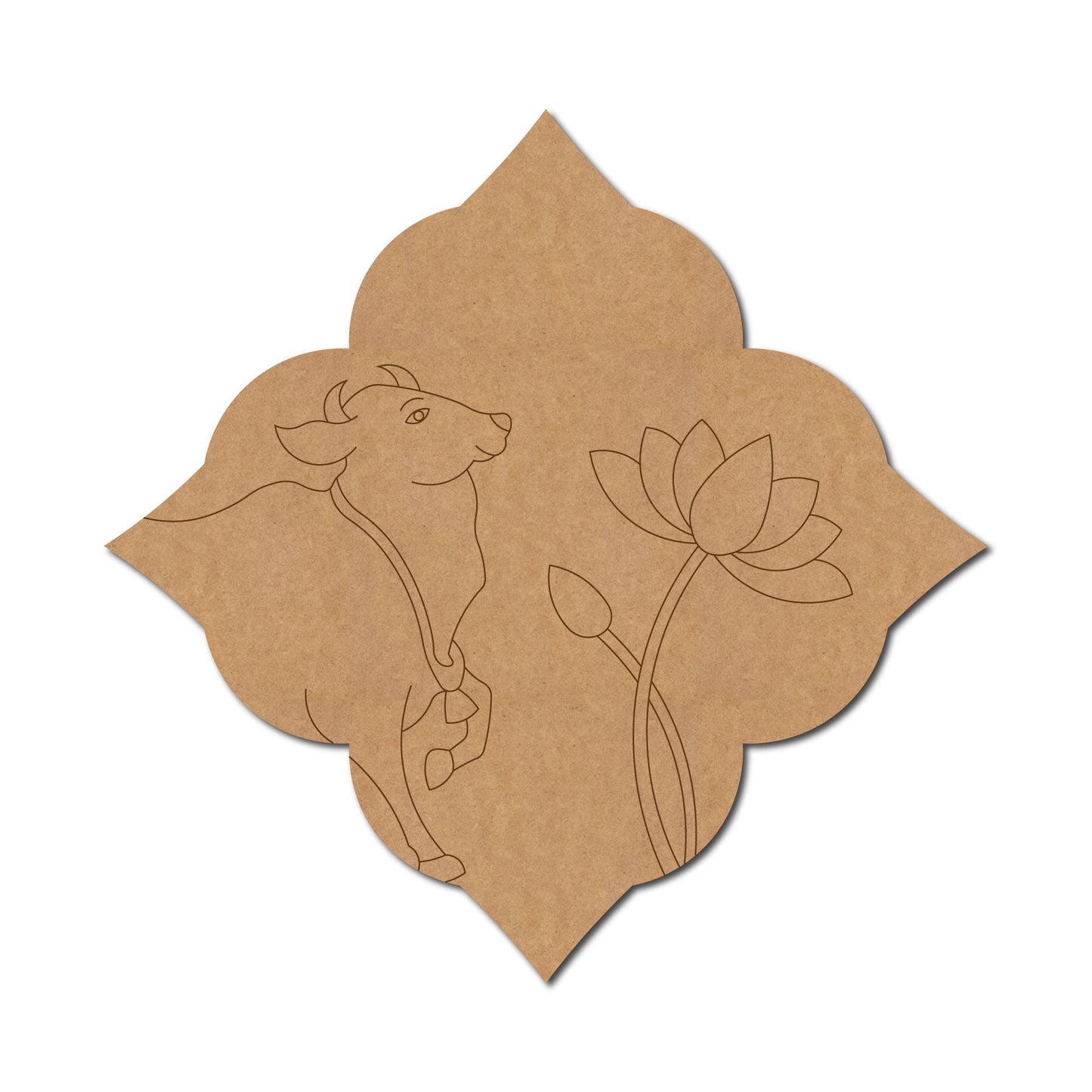 Pichwai Cow And Lotus Pre Marked Base MDF Design 1