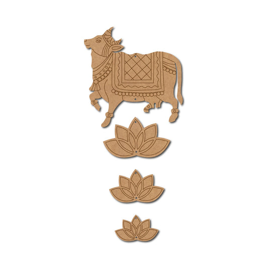 02 Pichwai Cow And Lotus Pre Marked MDF Design 14