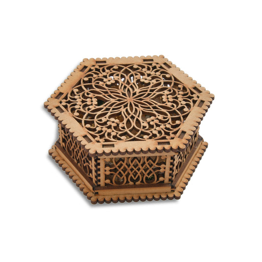 Hexagon-Shaped Multi-Utility Wooden Box